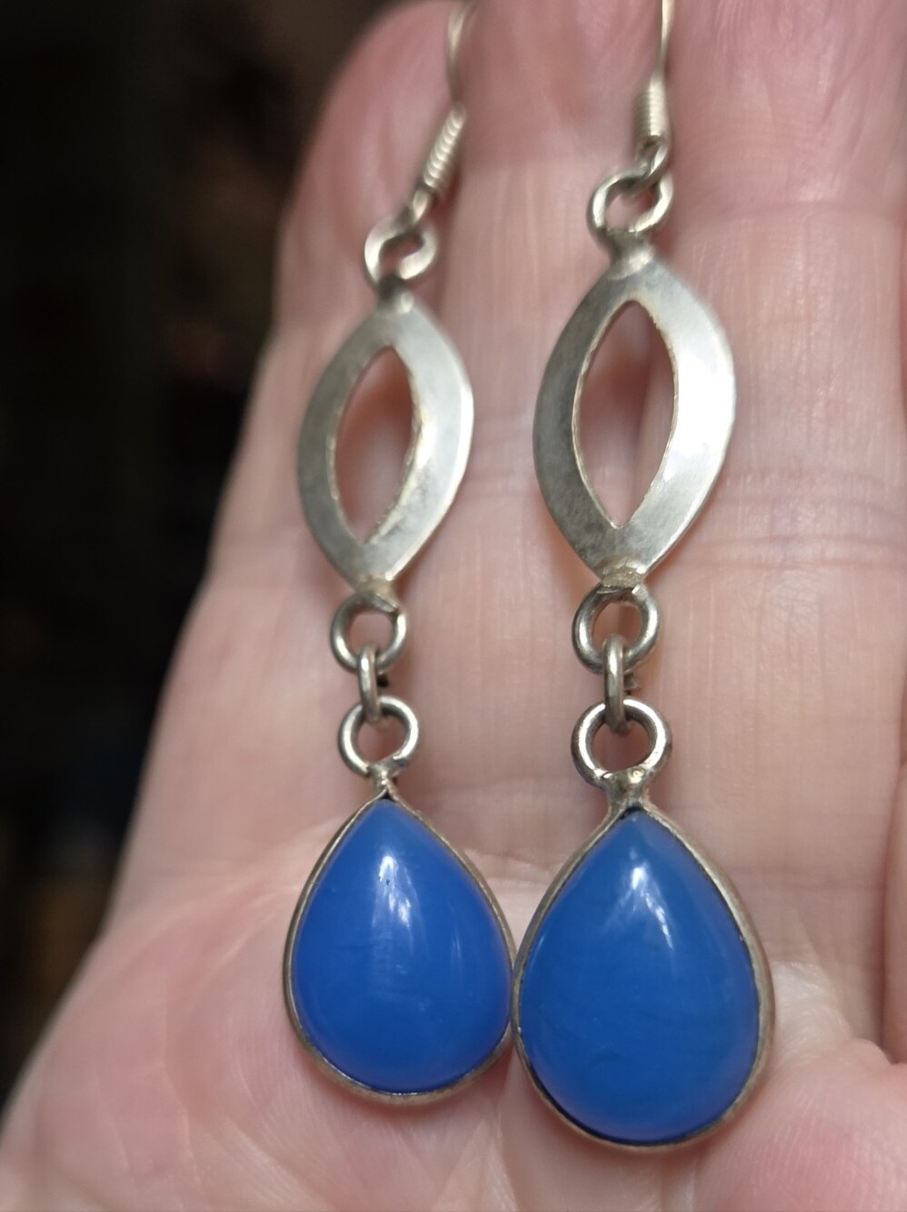 Chalcedoney Sterling Teardrop Earrings - Picture 2 of 5